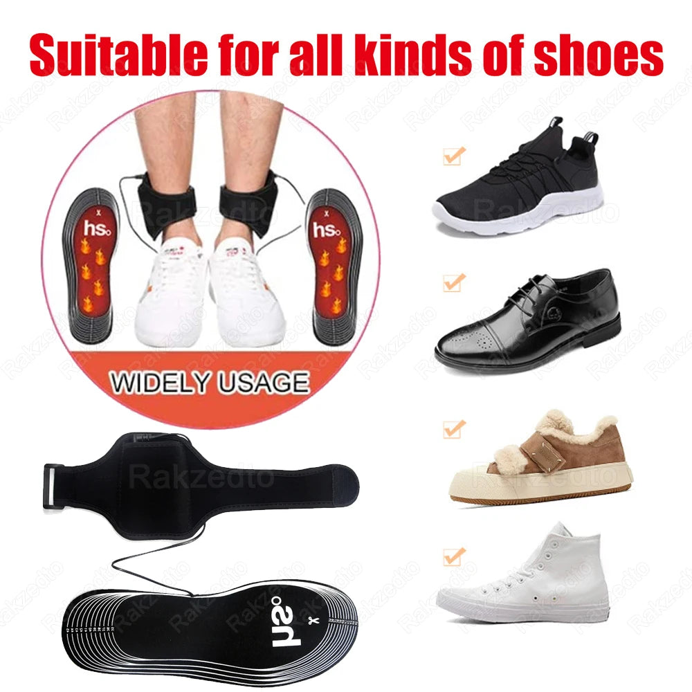 Usb Heated Shoe Insoles for Men Women Winter Outdoor Skiing Feet Warmer Shoes Pad Battery Electric Heating Thermal Insoles