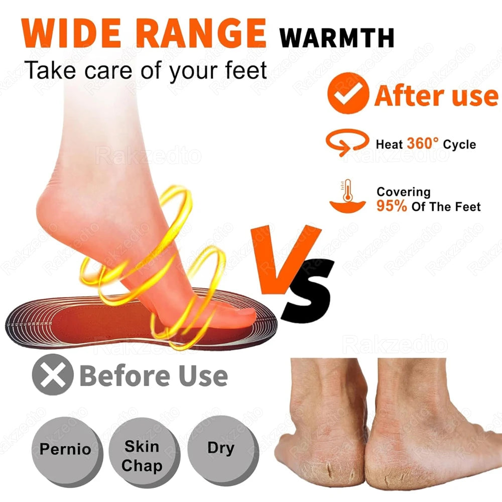 Usb Heated Shoe Insoles for Men Women Winter Outdoor Skiing Feet Warmer Shoes Pad Battery Electric Heating Thermal Insoles