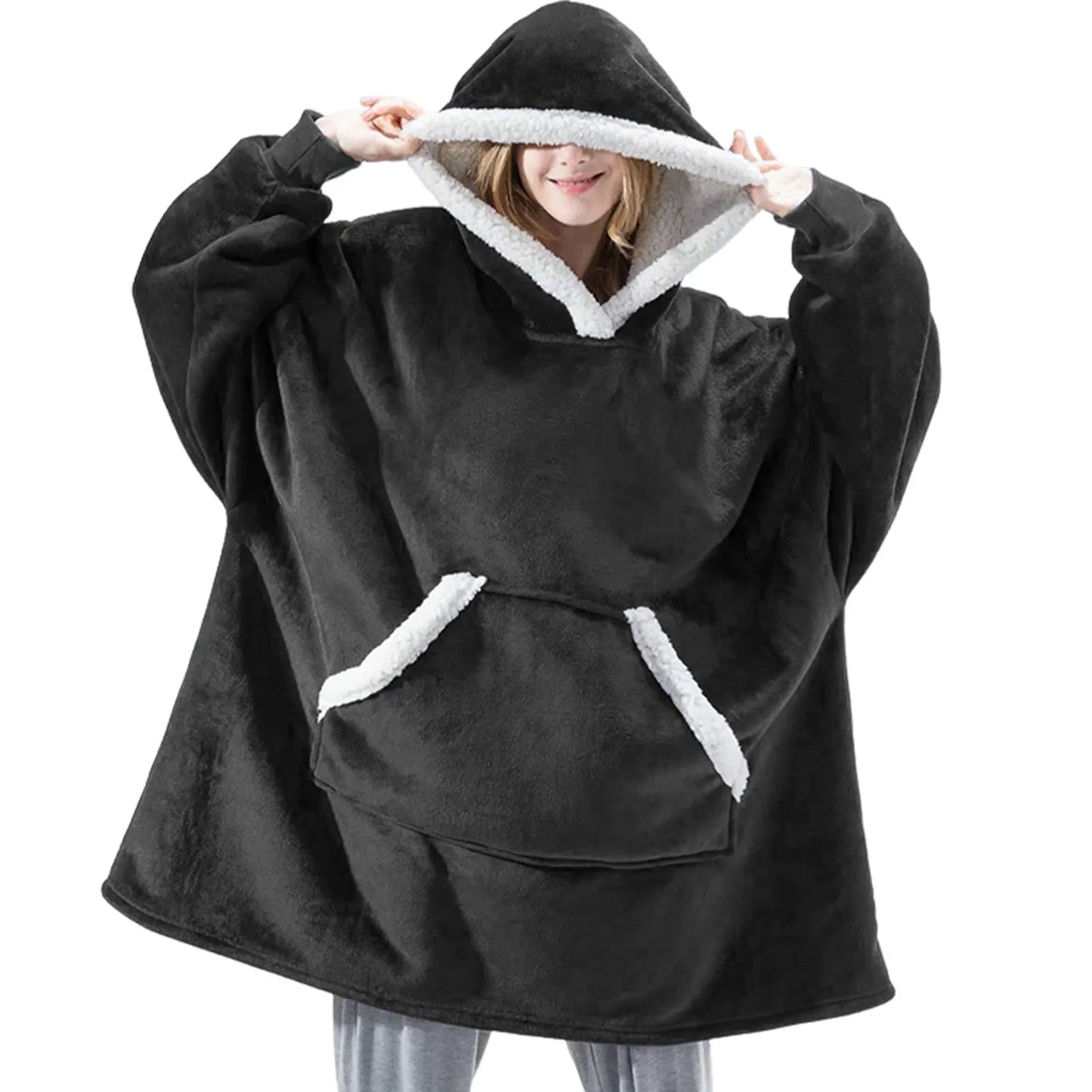 Wearable Blanket Hoodie Oversized Flannel Sherpa Fleece Hooded Soft Cozy Warm Blanket Women Men Blanket Sweatshirt Gifts
