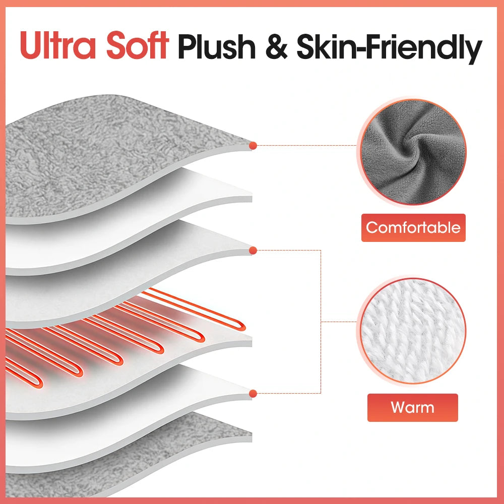 Portable USB Electric Foot Heating Pad Washable Soft Plush Foot Heater Winter Foot Warming Mat for Bed,Under Desk,Office,Home