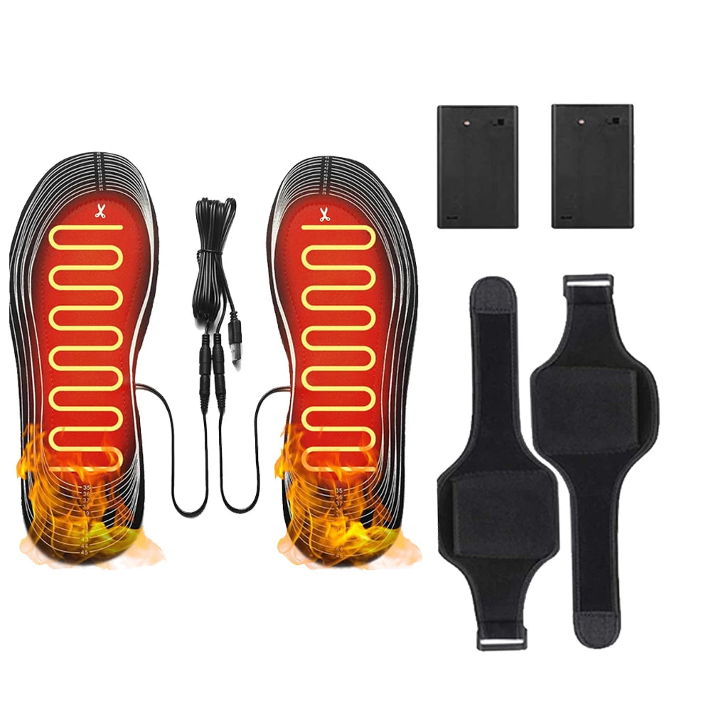 Usb Heated Shoe Insoles for Men Women Winter Outdoor Skiing Feet Warmer Shoes Pad Battery Electric Heating Thermal Insoles
