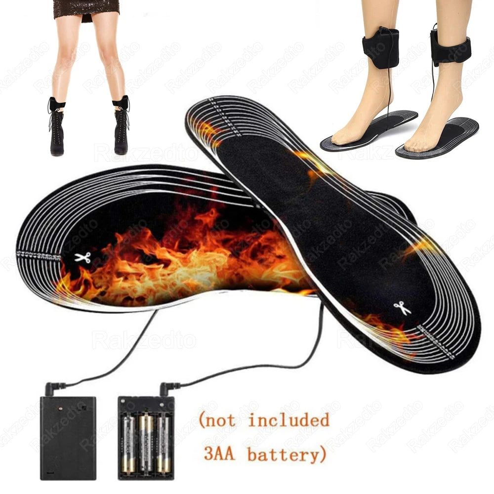Usb Heated Shoe Insoles for Men Women Winter Outdoor Skiing Feet Warmer Shoes Pad Battery Electric Heating Thermal Insoles