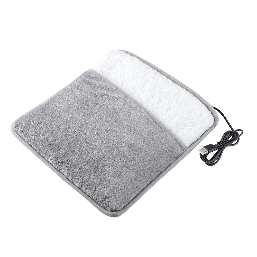Portable 5V/2A USB Power Electric Foot Warmer Under Desk Heating Pad Winter Warming Plush Flannel Leg Thermostat Heater