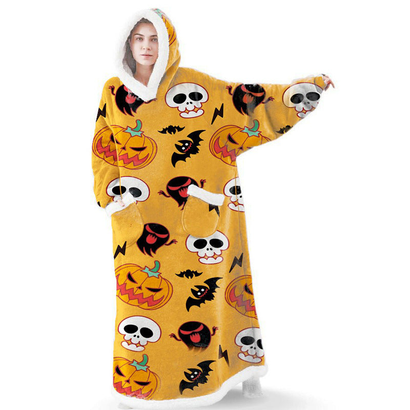 Halloween Print Wearable Casual Long Lazy Sweater Blanket