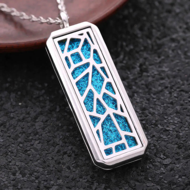 2025 New Glamour Aromatherapy Pendant Square Stainless Steel Necklace Essential oil Perfume Diffuser Locket Romantic Accessories