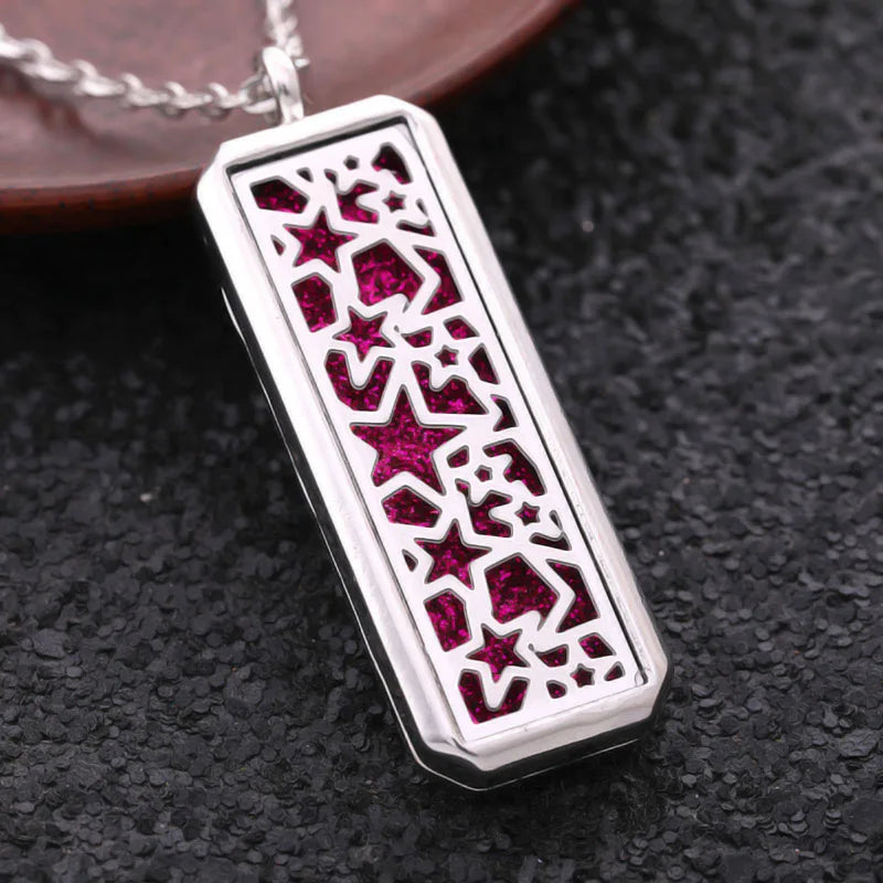 2025 New Glamour Aromatherapy Pendant Square Stainless Steel Necklace Essential oil Perfume Diffuser Locket Romantic Accessories