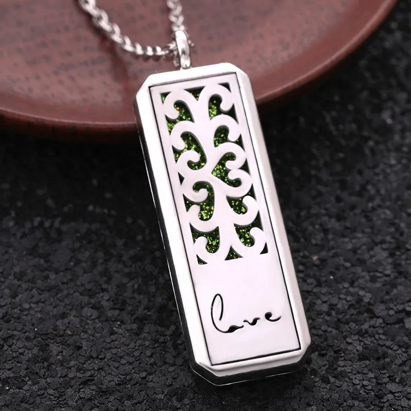 2025 New Glamour Aromatherapy Pendant Square Stainless Steel Necklace Essential oil Perfume Diffuser Locket Romantic Accessories