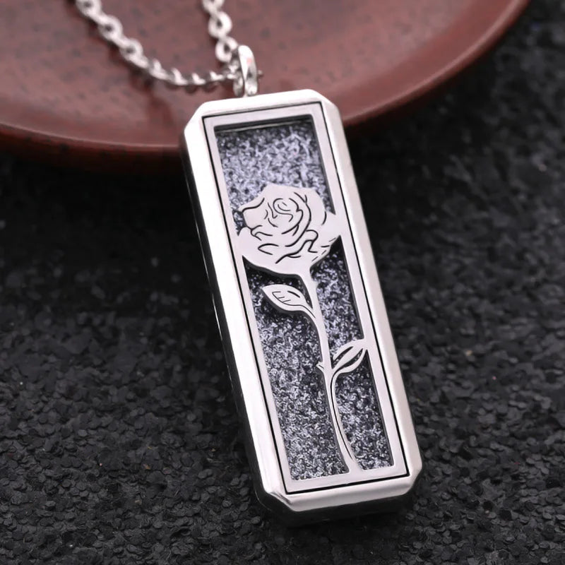 2025 New Glamour Aromatherapy Pendant Square Stainless Steel Necklace Essential oil Perfume Diffuser Locket Romantic Accessories