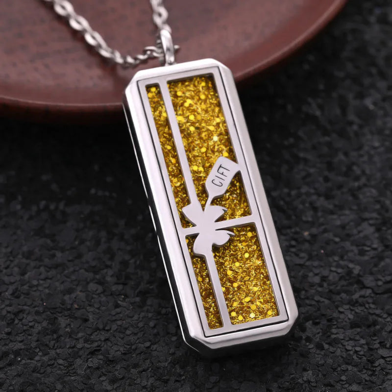 2025 New Glamour Aromatherapy Pendant Square Stainless Steel Necklace Essential oil Perfume Diffuser Locket Romantic Accessories