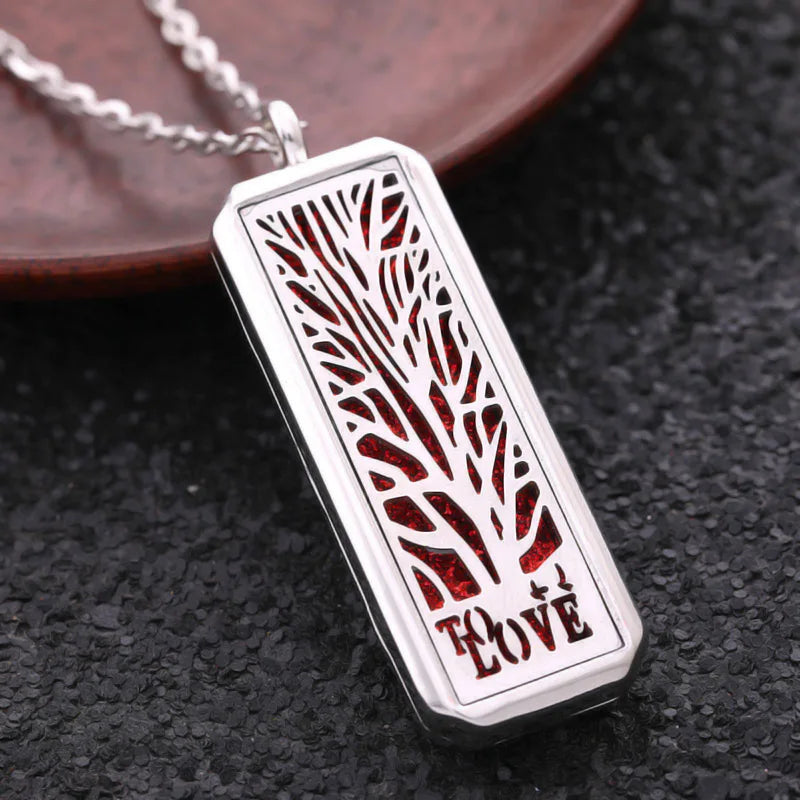 2025 New Glamour Aromatherapy Pendant Square Stainless Steel Necklace Essential oil Perfume Diffuser Locket Romantic Accessories