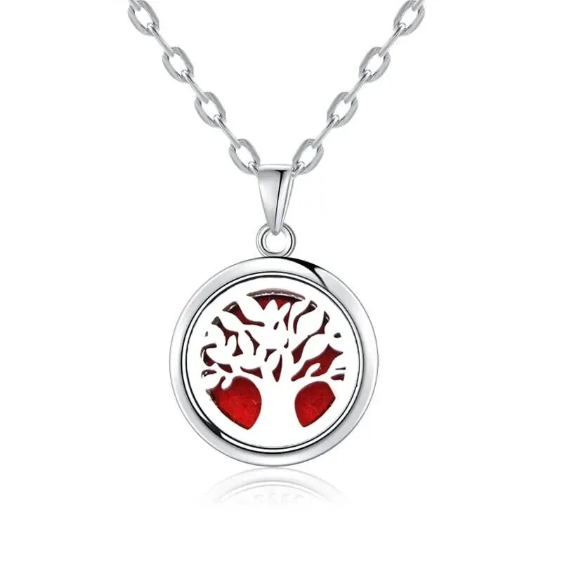 New Tree Of Life Aromatherapy Necklace Stainless Steel Essential Oil Diffuser Amulet Perfume Locket Pendant Women Jewelry Gift