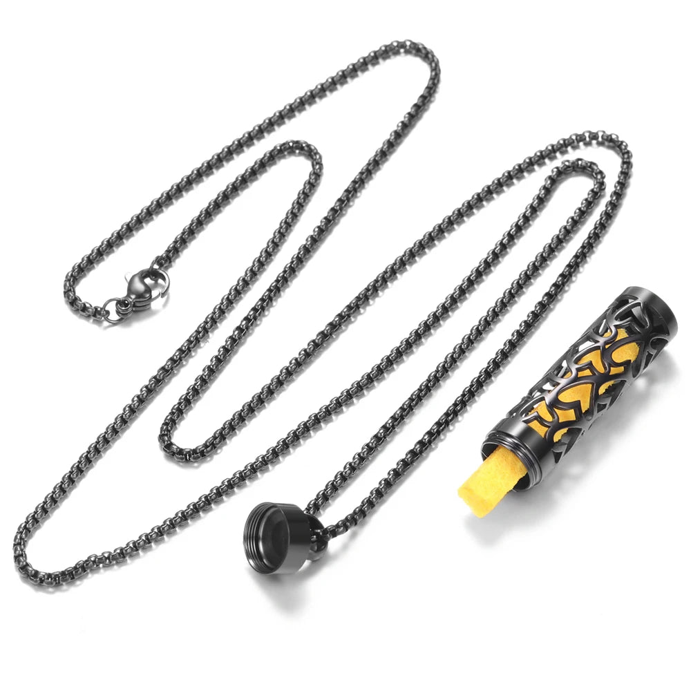 Black Stainless Steel Aromatherapy Necklace Diffuser Pendant Spiral Open Essential Oil Perfume Locket Personalized Gifts for Her