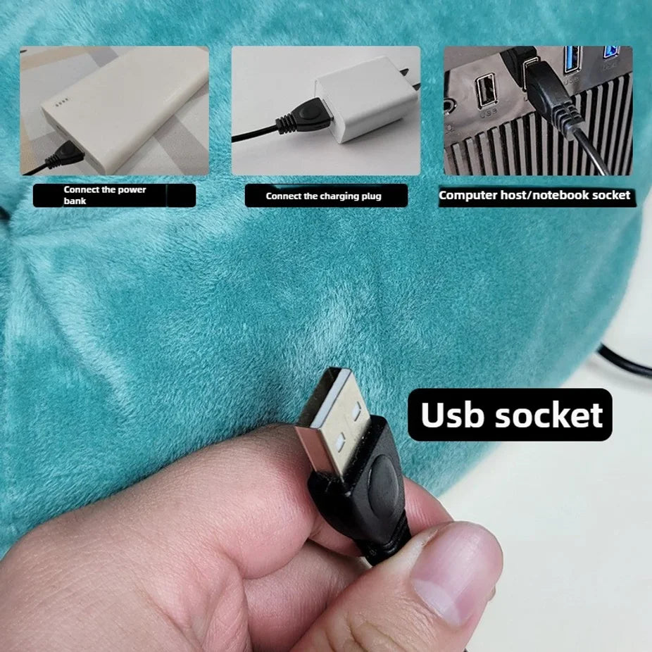Portable 5V/2A USB Power Electric Foot Warmer Under Desk Heating Pad Winter Warming Plush Flannel Leg Thermostat Heater