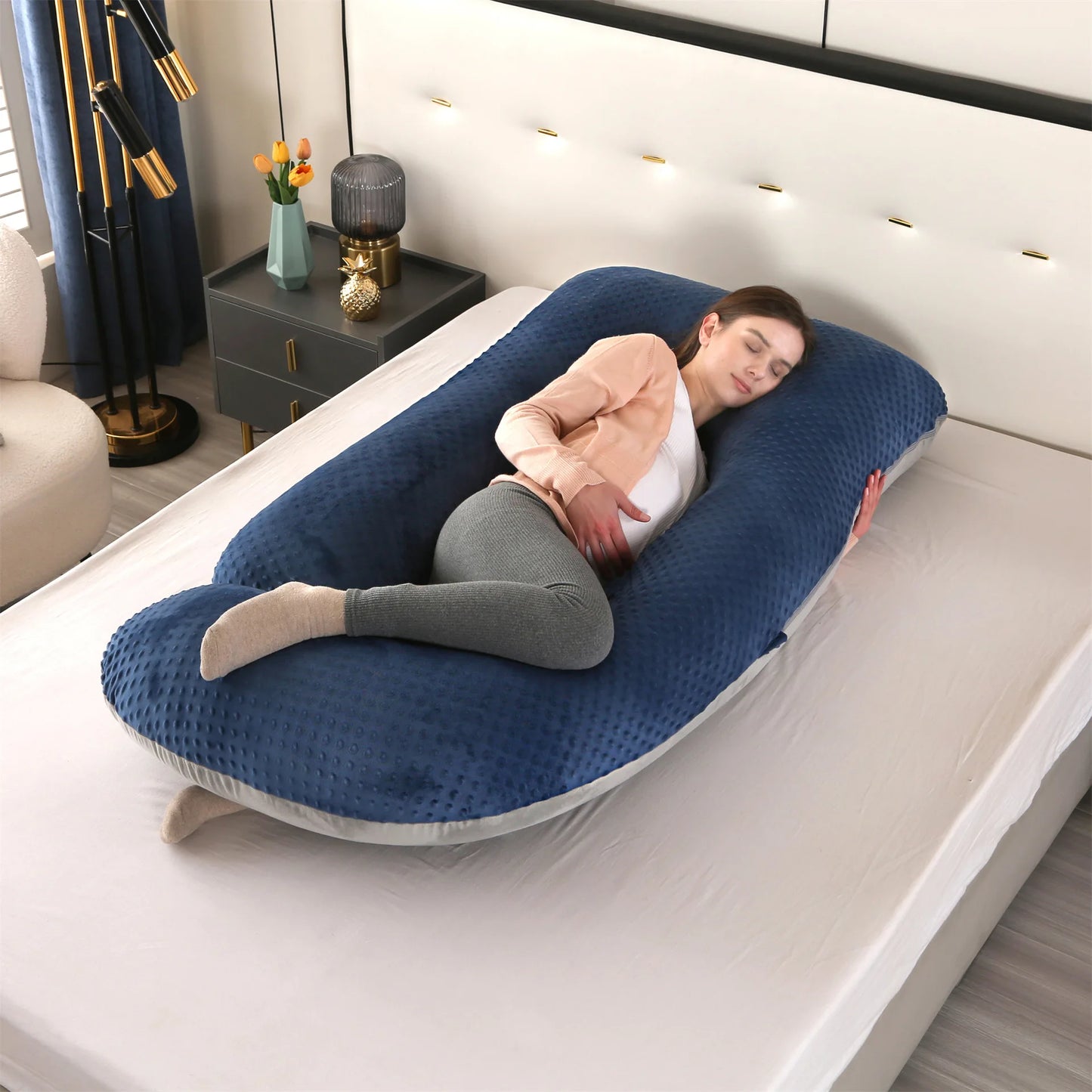 JIABINFU Cute Castle Pregnancy Pillows, Soft U-Shape Maternity Pillow with Removable Cover,Pregnancy Must Haves