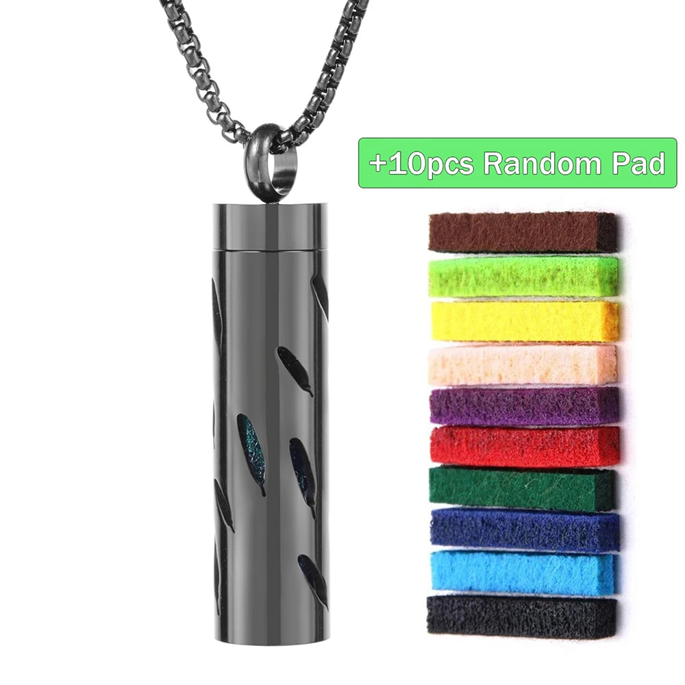 Black Stainless Steel Aromatherapy Necklace Diffuser Pendant Spiral Open Essential Oil Perfume Locket Personalized Gifts for Her