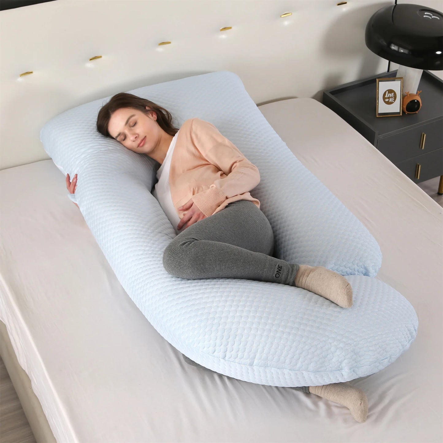 JIABINFU Cute Castle Pregnancy Pillows, Soft U-Shape Maternity Pillow with Removable Cover,Pregnancy Must Haves