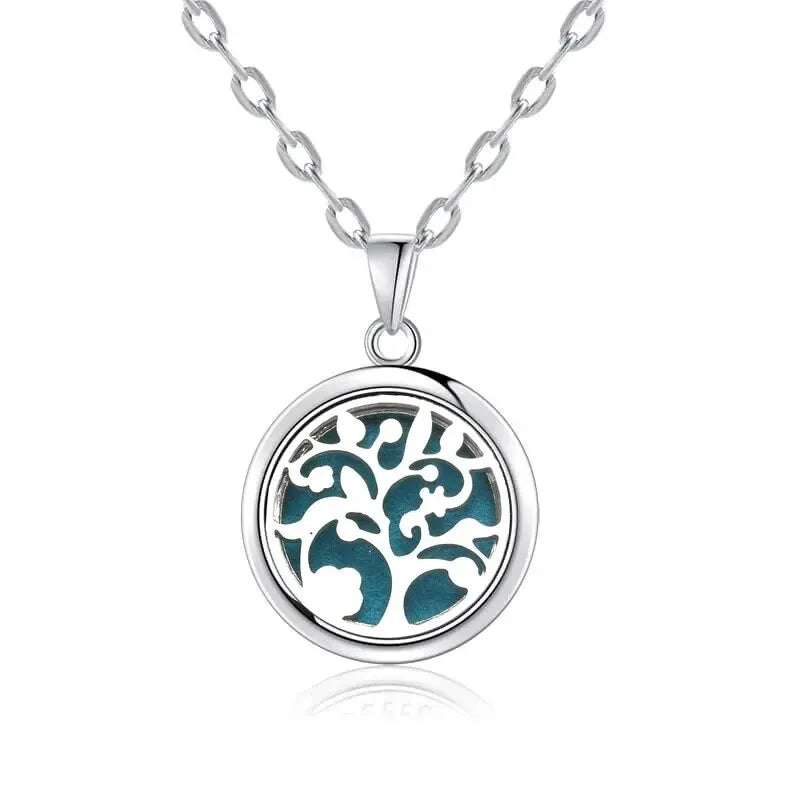 New Tree Of Life Aromatherapy Necklace Stainless Steel Essential Oil Diffuser Amulet Perfume Locket Pendant Women Jewelry Gift