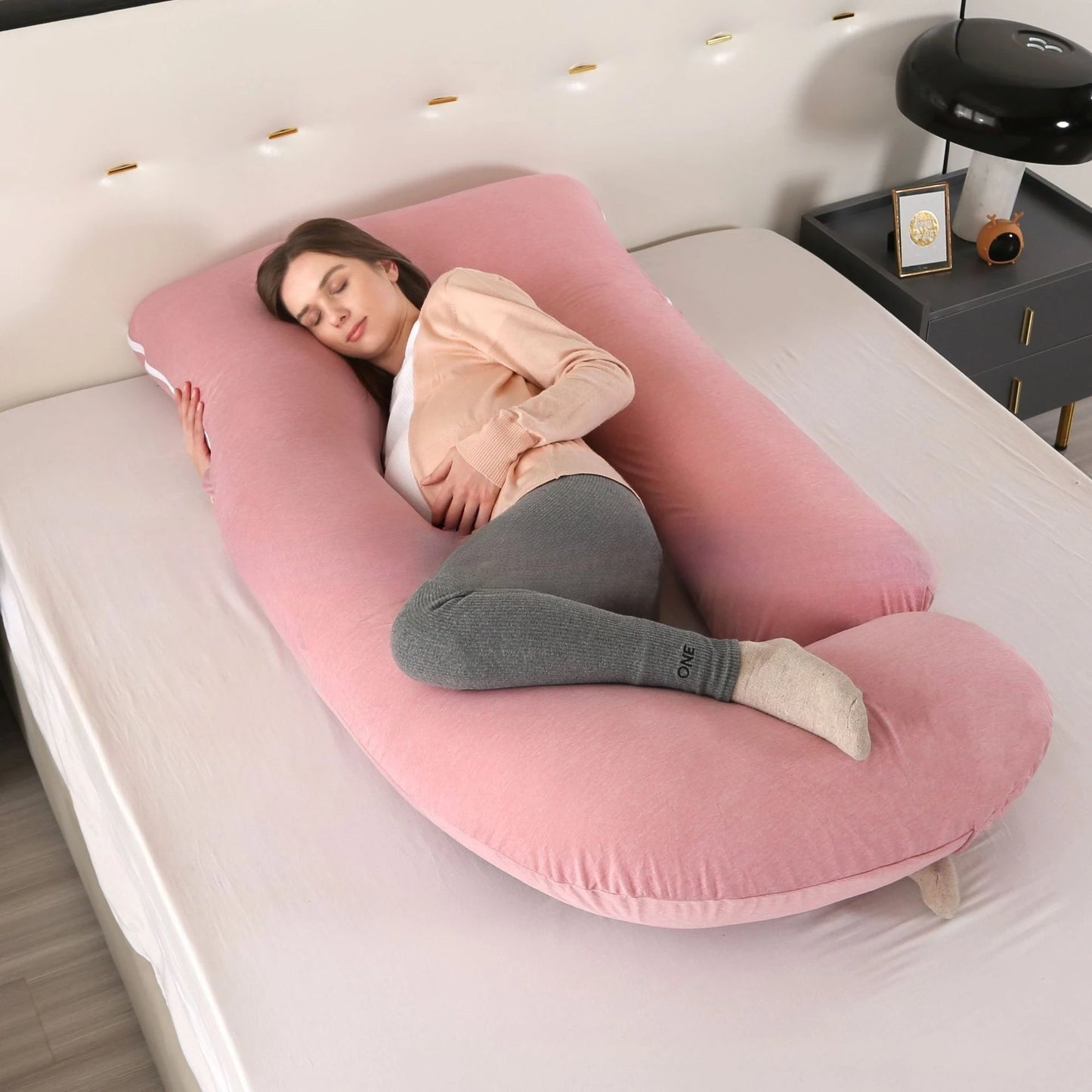 JIABINFU Cute Castle Pregnancy Pillows, Soft U-Shape Maternity Pillow with Removable Cover,Pregnancy Must Haves