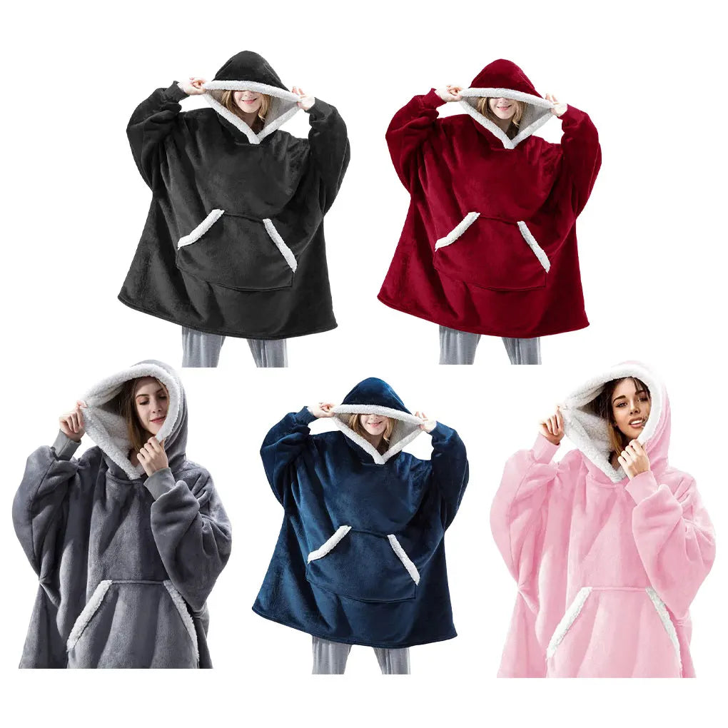 Wearable Blanket Hoodie Oversized Flannel Sherpa Fleece Hooded Soft Cozy Warm Blanket Women Men Blanket Sweatshirt Gifts