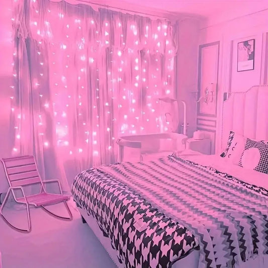 LED Curtain Lights USB Powered with Remote Control Holiday Christmas Decorations for Home Wedding Birthday Bedroom Party Lights