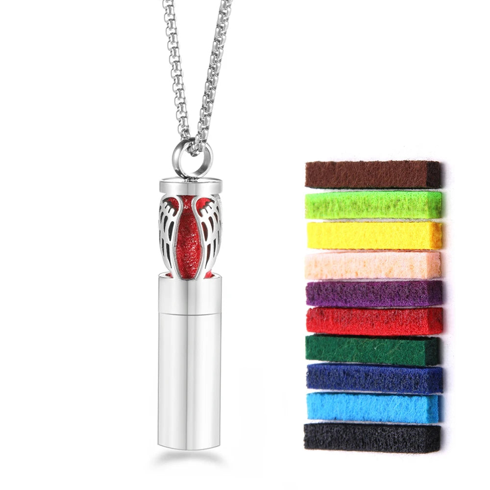 New Cylindrical Aromatherapy Storage Bottle Pendant Essential Oil Diffuser Perfume Necklace 316L Stainless Steel Neutral Jewelry