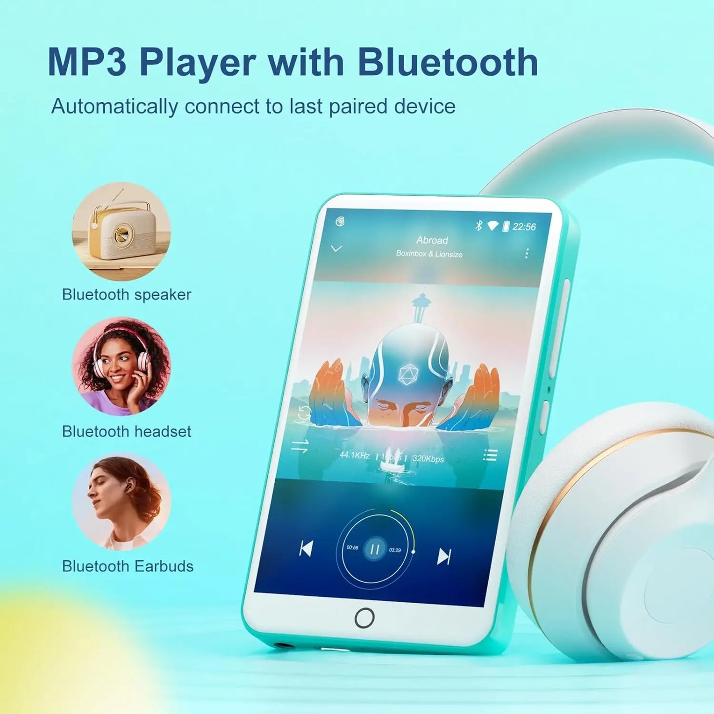 Oilsky Android 9.0 MP3 player, 16GB/80GB  supports Bluetooth and Wi-Fi, built-in FM radio and e-book function,  up to 512G