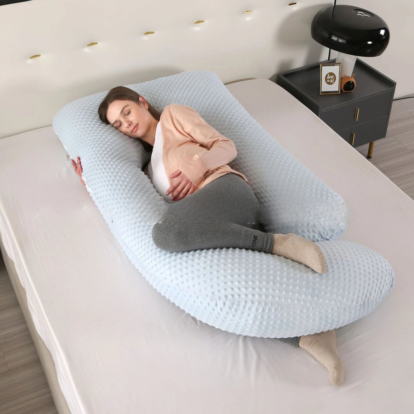 JIABINFU Cute Castle Pregnancy Pillows, Soft U-Shape Maternity Pillow with Removable Cover,Pregnancy Must Haves