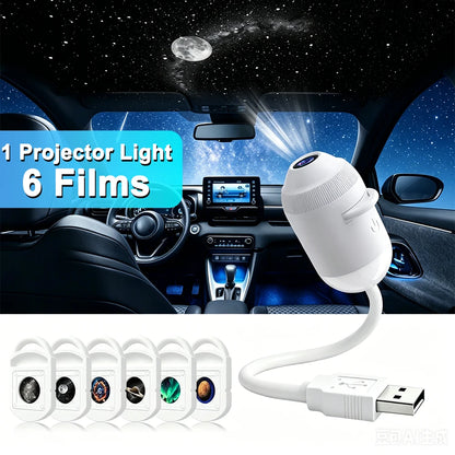 USB Star Projector Light 3 in 1/6 in 1Touch Control Flexible Hose Car Roof Galaxy Night Light For Bedroom Auto Atmosphere Lamp