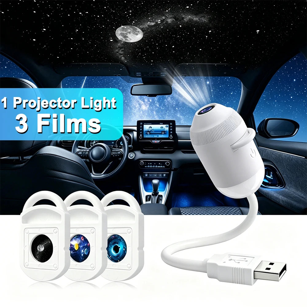 USB Star Projector Light 3 in 1/6 in 1Touch Control Flexible Hose Car Roof Galaxy Night Light For Bedroom Auto Atmosphere Lamp