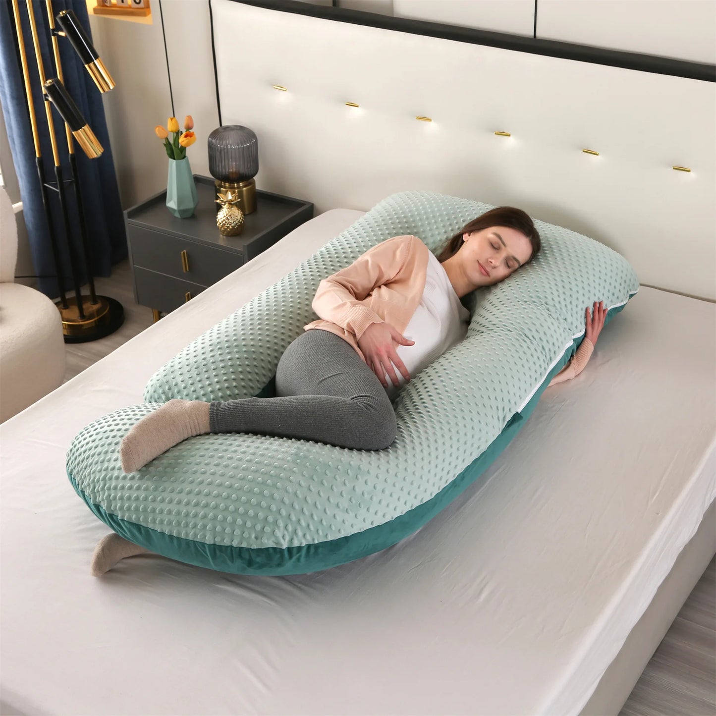 JIABINFU Cute Castle Pregnancy Pillows, Soft U-Shape Maternity Pillow with Removable Cover,Pregnancy Must Haves