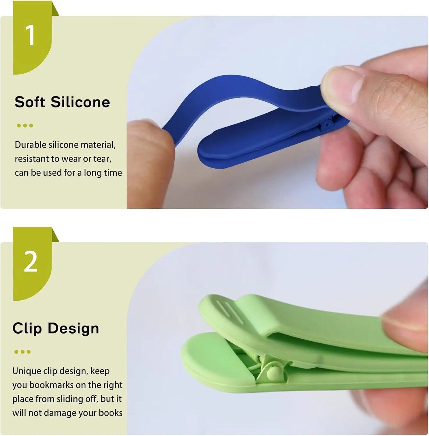 3pcs Silicone Automatic Bookmark, Unique Bookmark Page Keeper, BookPage Holder Markers Clip Book Marks Reading Accessories Gifts