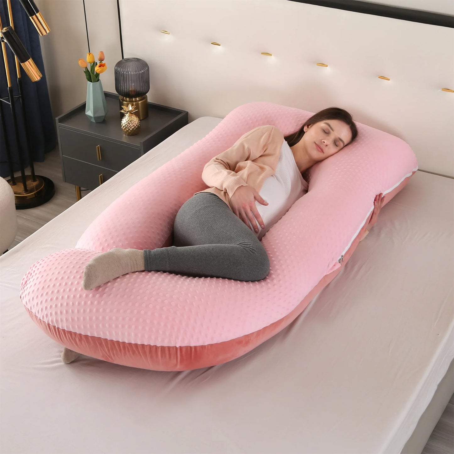 JIABINFU Cute Castle Pregnancy Pillows, Soft U-Shape Maternity Pillow with Removable Cover,Pregnancy Must Haves