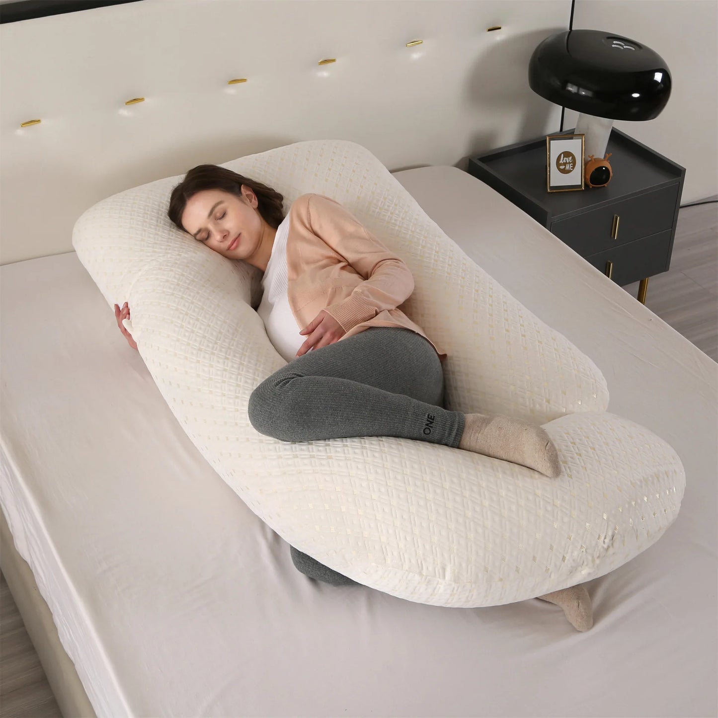 JIABINFU Cute Castle Pregnancy Pillows, Soft U-Shape Maternity Pillow with Removable Cover,Pregnancy Must Haves