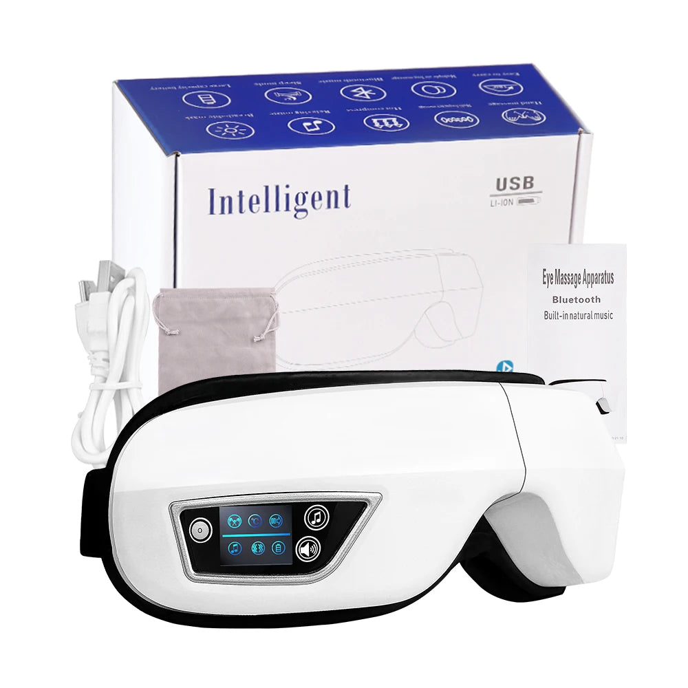 Heated Eye Massager with Bluetooth Music, Vibration Air Pressure Mask for Eye Strain Relief, Dry Eye & Sleep Improvement Masaje