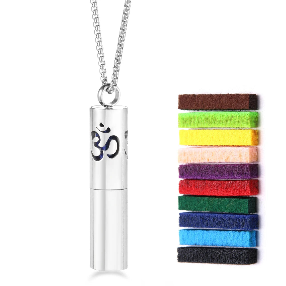 New Cylindrical Aromatherapy Storage Bottle Pendant Essential Oil Diffuser Perfume Necklace 316L Stainless Steel Neutral Jewelry
