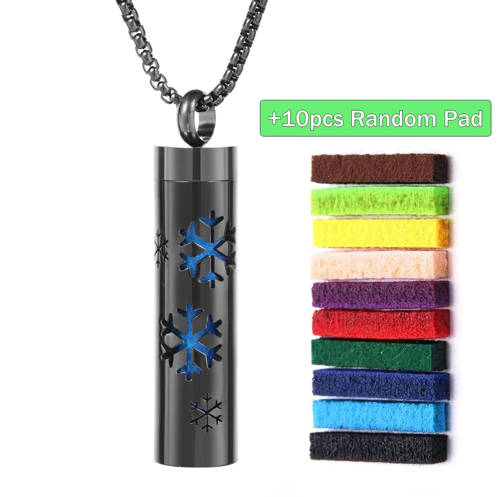 Black Stainless Steel Aromatherapy Necklace Diffuser Pendant Spiral Open Essential Oil Perfume Locket Personalized Gifts for Her