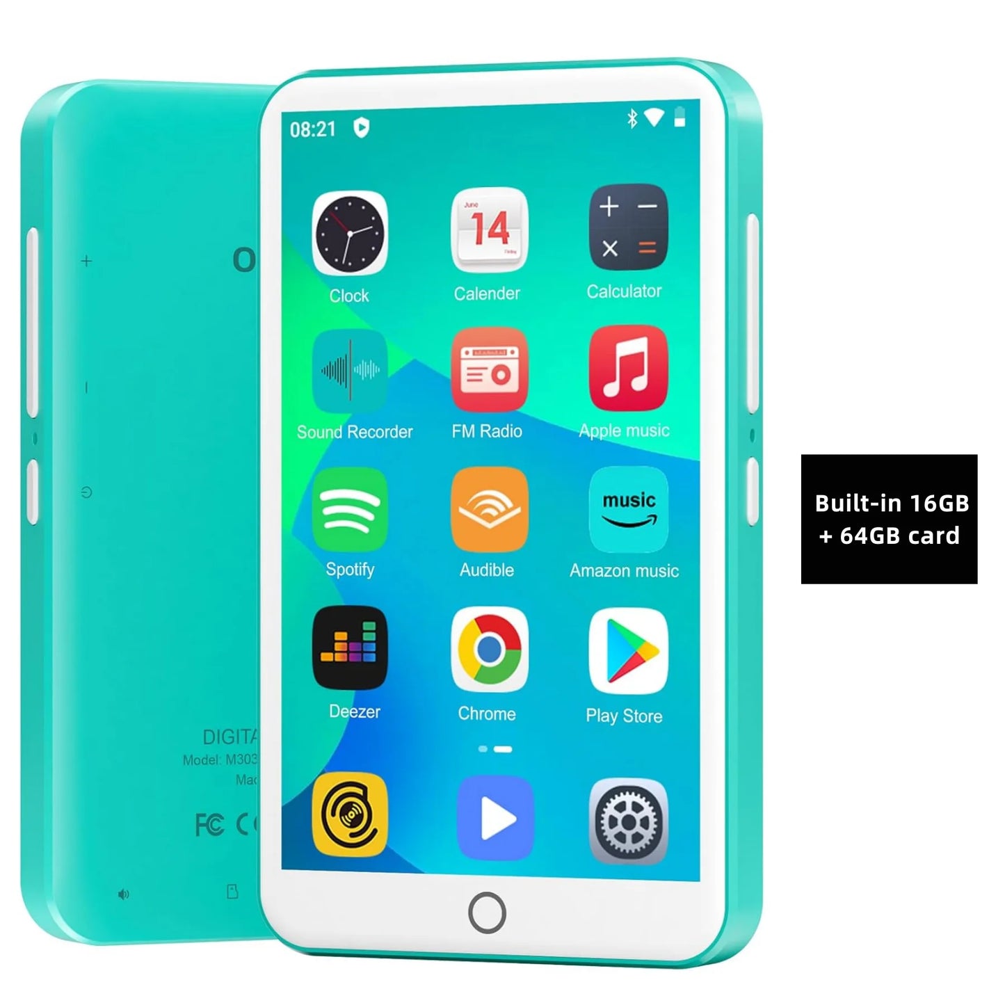 Oilsky Android 9.0 MP3 player, 16GB/80GB  supports Bluetooth and Wi-Fi, built-in FM radio and e-book function,  up to 512G
