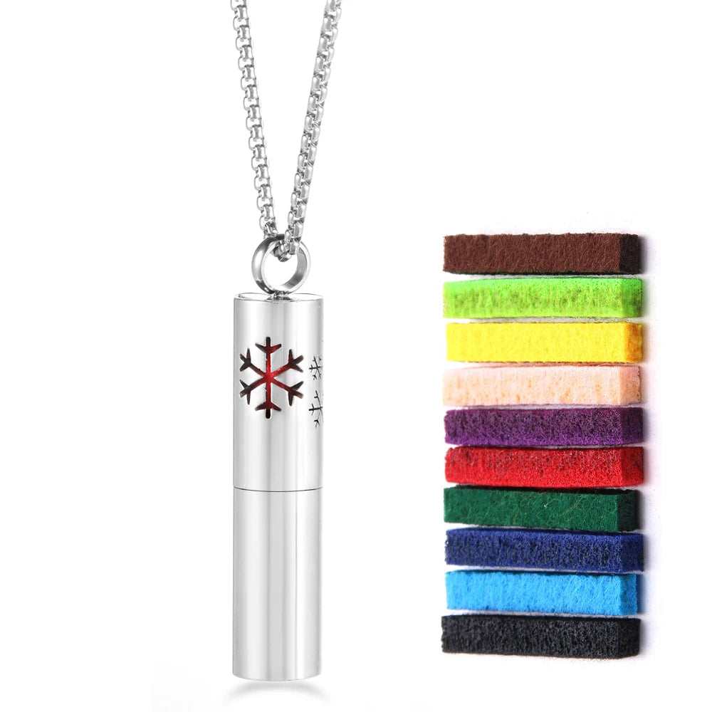 New Cylindrical Aromatherapy Storage Bottle Pendant Essential Oil Diffuser Perfume Necklace 316L Stainless Steel Neutral Jewelry