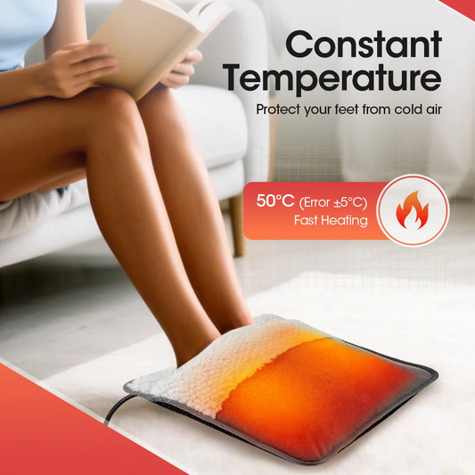 Portable USB Electric Foot Heating Pad Washable Soft Plush Foot Heater Winter Foot Warming Mat for Bed,Under Desk,Office,Home