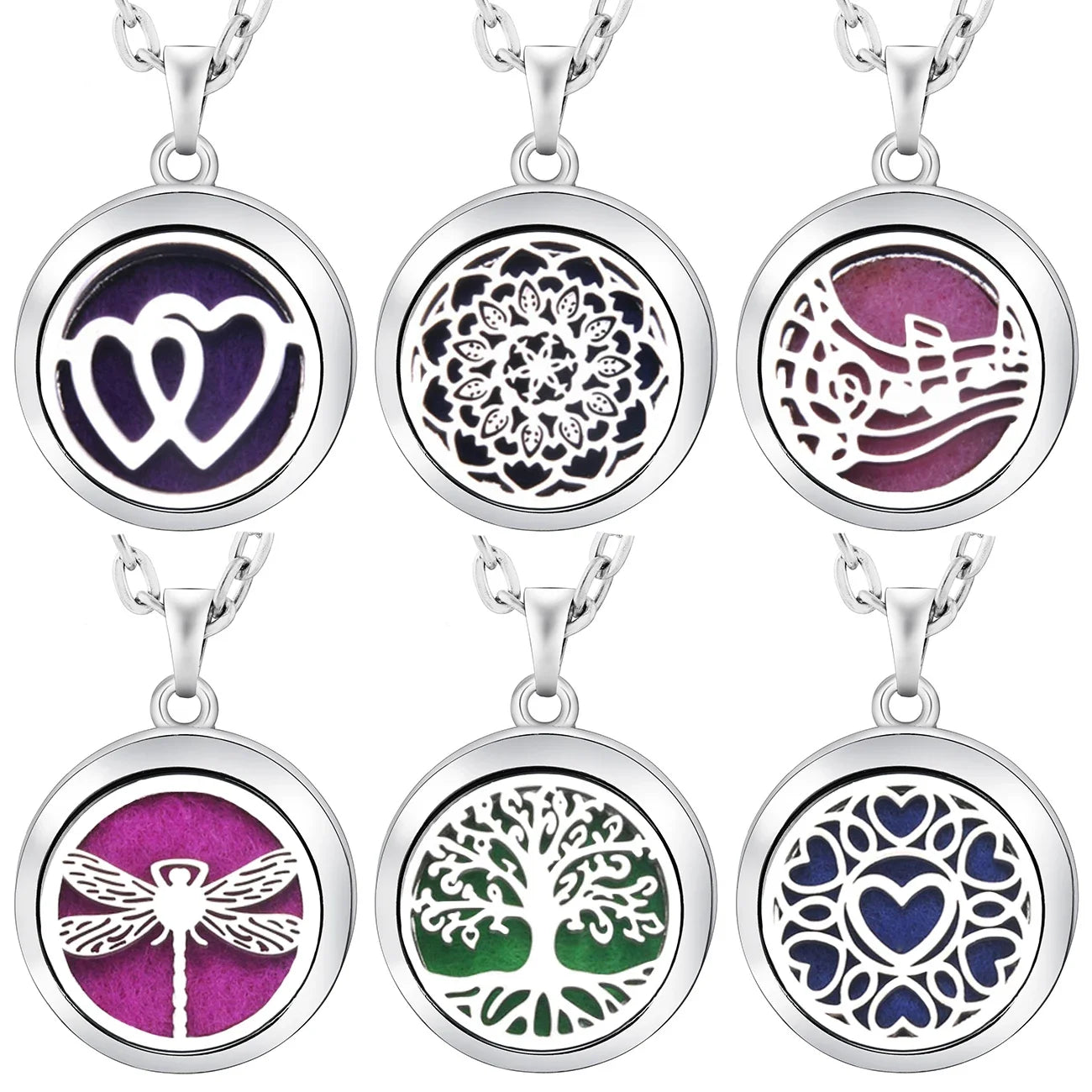 New Tree Of Life Aromatherapy Necklace Stainless Steel Essential Oil Diffuser Amulet Perfume Locket Pendant Women Jewelry Gift