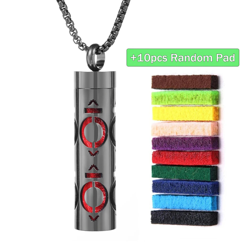 Black Stainless Steel Aromatherapy Necklace Diffuser Pendant Spiral Open Essential Oil Perfume Locket Personalized Gifts for Her
