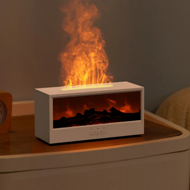 Creative Simulation 3D Retro Fireplace Flame Diffuser Desktop Home Remote Control Simulation Charcoal Fireplace Humidifier