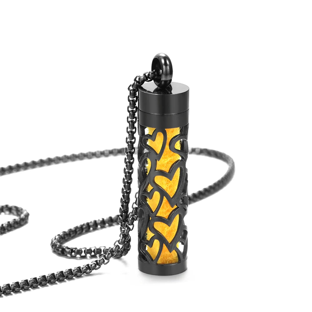 Black Stainless Steel Aromatherapy Necklace Diffuser Pendant Spiral Open Essential Oil Perfume Locket Personalized Gifts for Her