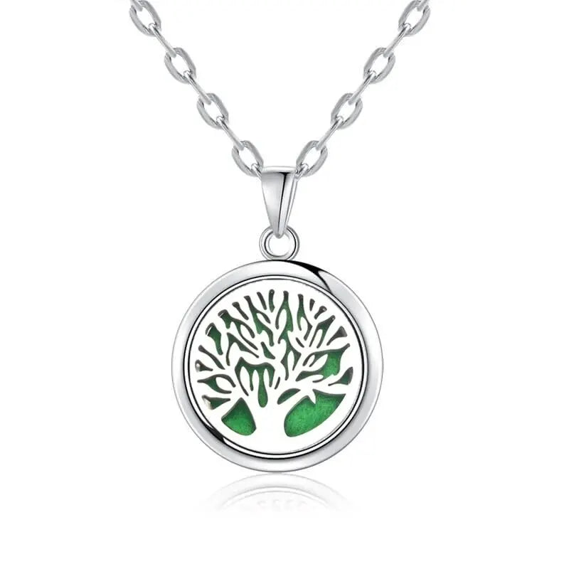 New Tree Of Life Aromatherapy Necklace Stainless Steel Essential Oil Diffuser Amulet Perfume Locket Pendant Women Jewelry Gift