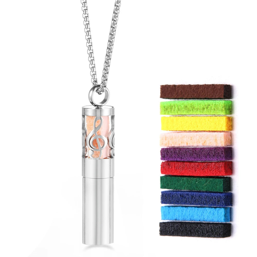 New Cylindrical Aromatherapy Storage Bottle Pendant Essential Oil Diffuser Perfume Necklace 316L Stainless Steel Neutral Jewelry
