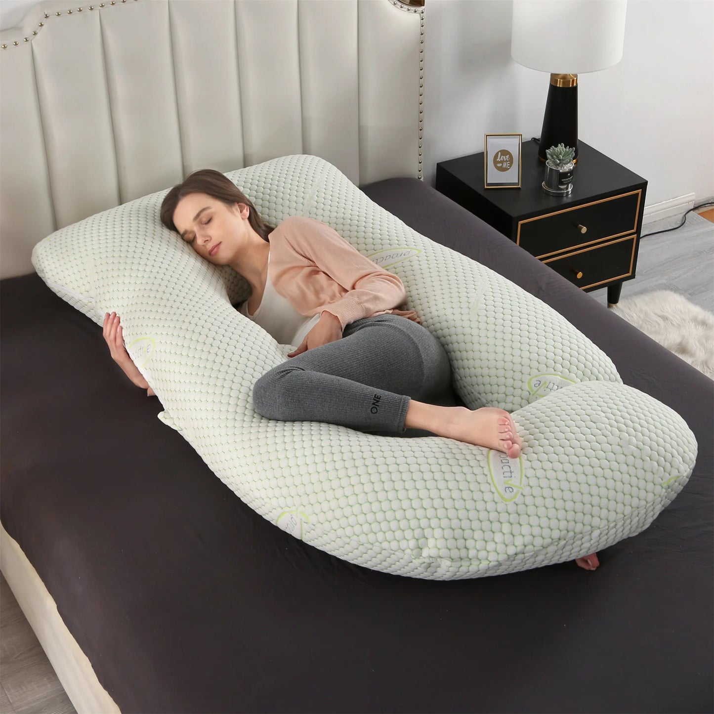 JIABINFU Cute Castle Pregnancy Pillows, Soft U-Shape Maternity Pillow with Removable Cover,Pregnancy Must Haves