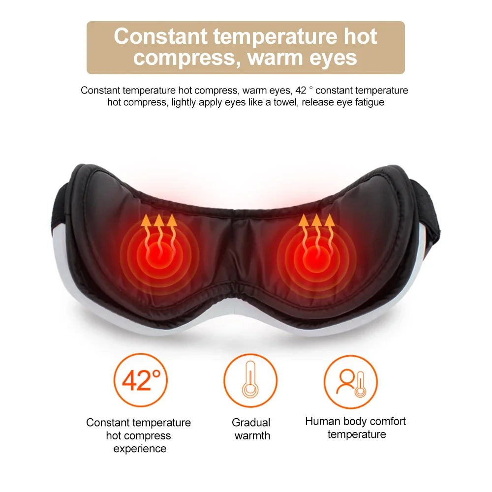 Heated Eye Massager with Bluetooth Music, Vibration Air Pressure Mask for Eye Strain Relief, Dry Eye & Sleep Improvement Masaje