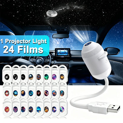 USB Star Projector Light 3 in 1/6 in 1Touch Control Flexible Hose Car Roof Galaxy Night Light For Bedroom Auto Atmosphere Lamp