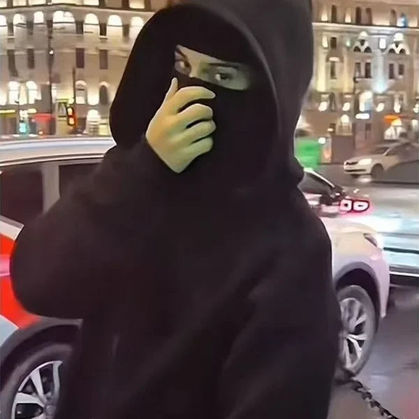 Double Hat Masked Hoodies Fashion Hip Hop Winter Windproof Sweatshirt Streetwear Trend ﻿zipper Face Mask Hoodie Jacket Coat