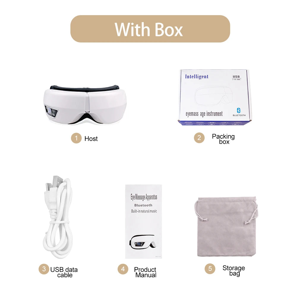 Heated Eye Massager with Bluetooth Music, Vibration Air Pressure Mask for Eye Strain Relief, Dry Eye & Sleep Improvement Masaje